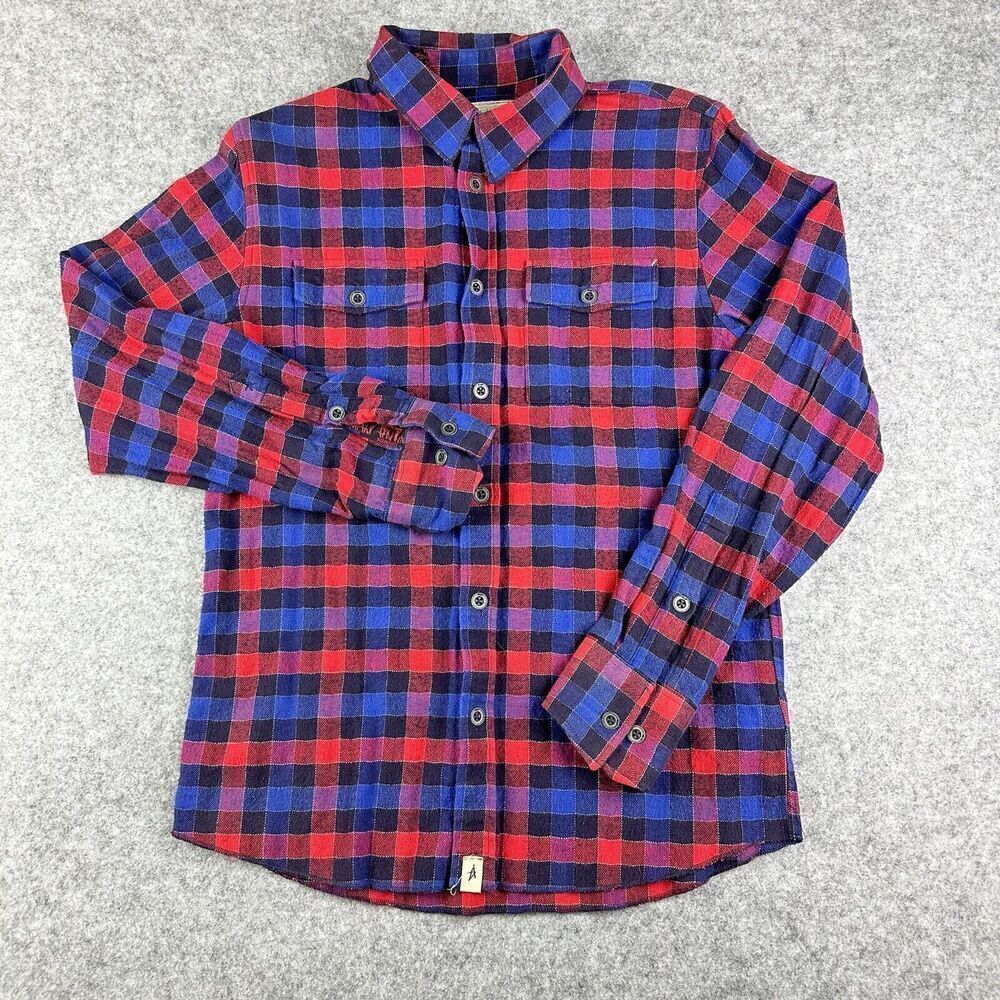 Altamont Flannel Shirt Mens Small Blue Red Slim Skater Plaid Button Long Sleeve*
